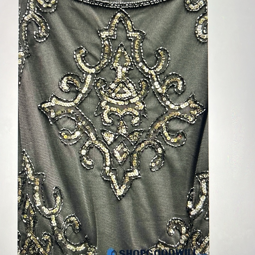 NWT size 14 Adrianna Papell gun metal grey evening gown - Picture 3 of 5